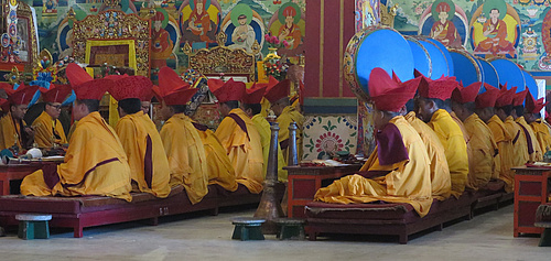 Tibetan monks in prayer